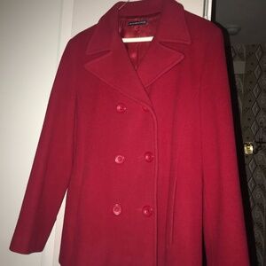 Six button red Pea  Jacket slit pockets